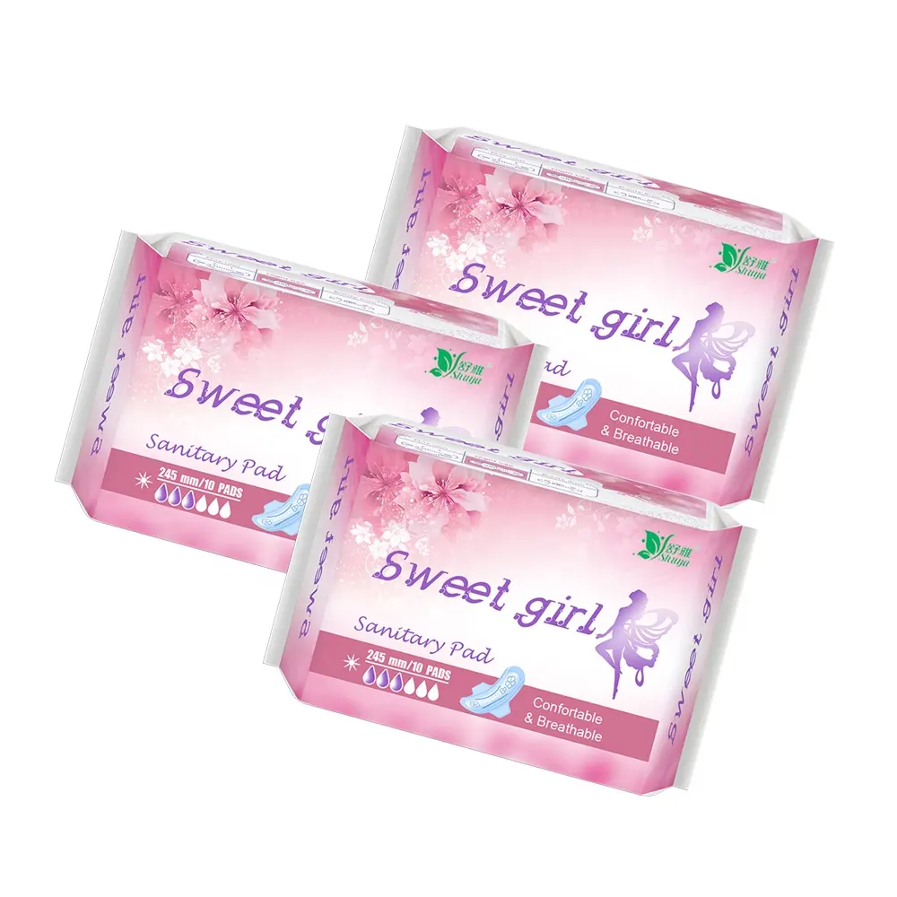 Disposable Bamboo Charcoal Sanitary Napkins Printed Adjustable Menstrual pads High Absorbency Sanitary Pads for Women