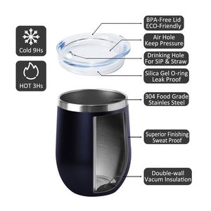 Custom Logo 12Oz <b>Powder</b> Coated Stainless Steel Glass Double Wall Insulated 12 Oz <b>Egg</b> Mug Wine Tumbler With Lid - Product Image 2