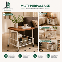 Chariot utilitaire mobile avec étagères en acier au carbone, chariot de rangement au sol pour cuisine, salle de bain, bureau, gain de place