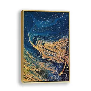 도매 사용자 정의 흐르는 금 추상 풍경 크리스탈 캔버스 회화 가정 장식을 위한 UV 인쇄 정물 벽 예술