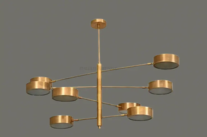 Lustre contemporain en laiton de style Mid-Century Modern, luminaire suspendu pour salle à manger, chambre à coucher, solution d'éclairage domestique - Product Image 6