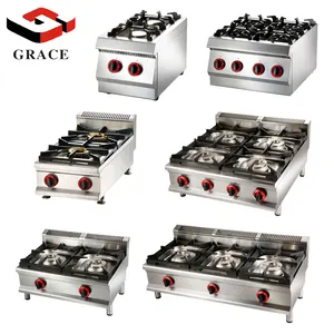 Grace Commerciële Keukenapparatuur Tafelgasfornuis 2/3/4 Branders Kookrange Roestvrijstalen Inductiekookplaat GR-TBGR-ALL