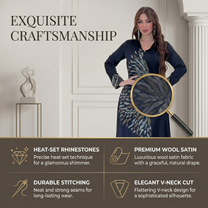 Vestido Modesto con Adornos para Mujeres Musulmanas, Ocasiones Especiales, Marca Privada - Product Image 3