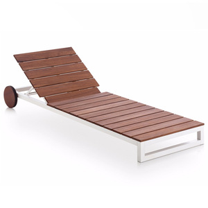 Lit inclinable en teck extérieur patio rotin piscine chaise de plage meubles de balcon - Product Image 2