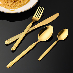 Juego de Cubiertos de Acero Inoxidable Estilo Occidental - Diseño Retro de Granos de Arroz Pequeños, Tenedor Pagatti, Cucharas para Café y Sopa, Cuchillo para Carne Ligero - Product Image 2