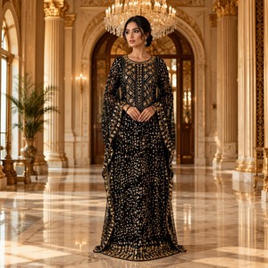 Nuovo <span class=keywords><strong>Abito</strong></span> Abaya per Donne Musulmane 2026, Ricamato con Strass e Paillettes, Elegante Abbigliamento Femminile in Stile Islamico <span class=keywords><strong>Arabo</strong></span> - Product Image 2