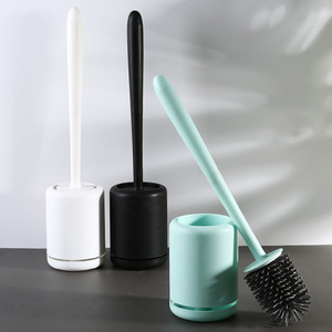 Toilet <b>Brush</b> Set With Silicone Handle <b>Round</b> Shape Antimicrobial Clean Toilet Durable <b>Brush</b> Type - Product Image 1