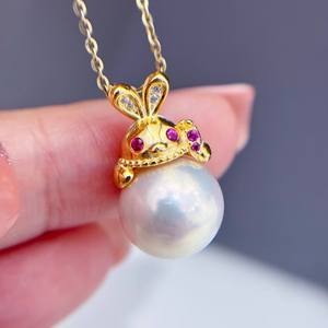 31261DIY S925 Silver <b>Pendant</b> 11-13mm Bead Empty Support Concealer Rabbit Necklace <b>Pendant</b> Accessories <b>Pearl</b> <b>Pendants</b> <b>Charms</b> - Product Image 1
