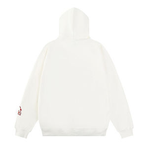 Homens Premium Custom Bordado Chama Hoodie Streetwear <span class=keywords><strong>Pullover</strong></span> com 3D Puff Lettering e Fire 242 - Product Image 4