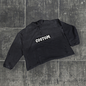 Sweat-shirt pour homme à col montant personnalisé, 100% coton, coupe ample, manches longues, avec lavage à l'acide anti-boulochage - Product Image 1