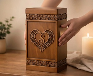 โกศใส่เถ้ากระดูกสำหรับผู้ใหญ่และคนที่คุณรัก |   โกศไม้แกะสลักลายดอกไม้สำหรับงานศพ ทำด้วยมือ - Product Image 2