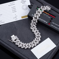 Bracelet cubain personnalisé en moissanite taille baguette, style hip-hop glacé pour homme, passe le test du diamant, bijoux en gros