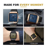 Montre à quartz carrée pour homme SKMEI 1961, boîtier en alliage, bracelet en TPU, date, chronographe, alarme, résistance à l'eau 3BAR, montre-bracelet pour le bureau et les activités de plein air