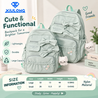 Sac à dos pour adolescentes, style coréen, avec logo personnalisé, design mignon avec nœud, multi-poches, grande capacité, pour le quotidien, le campus, les étudiantes