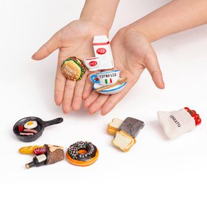 Lot de 10 aimants de réfrigérateur mignons 3D sur le thème de la nourriture : pain, fromage, burger, lait, café, poêle, tomate - Souvenir de Paris, France - Product Image 4