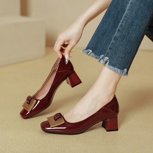 Custom <strong>Red</strong> Patent Leather Pumps Women's Square Toe Chunky High <strong>Heel</strong> Low-Cut Dress <strong>Shoes</strong> for Wedding Cocktail Party - Product Image 6