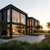 Maison conteneur modulaire de luxe détachable et extensible, micro-maison moderne, cabane préfabriquée mobile avec mur en verre pour l'extérieur