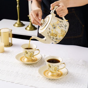 French Vintage Court Ceramic Teacup, Teapot, <b>Coffee</b> Cup and Saucer <b>Set</b> - Product Image 4