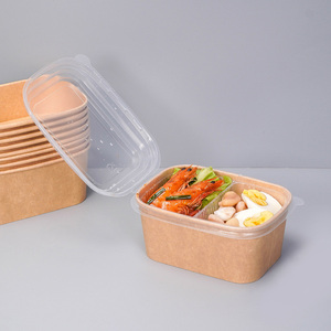 Wholesale 500ml 700ml Take Away Food Container Biodegradable Disposable Kraft <strong>Rectangular</strong> Salad Paper Bowls - Product Image 3