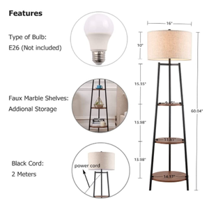 Đèn Đọc Sách Đứng Với Kệ Và Bóng Vải, Đèn Cực Cao Hiện Đại - Product Image 5