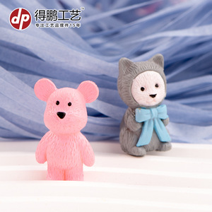 Figurines de dessin animé ours et chat en PVC, mini décorations pour affichage sur bureau - Product Image 3