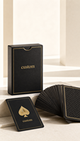 Cartes à jouer promotionnelles personnalisées pour la finance, cadeau d'entreprise haut de gamme, papier à noyau noir avec logo en feuille d'or