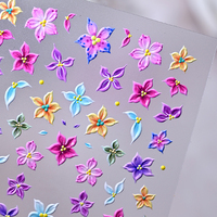 Stiker Kuku Bunga Plumeria Timbul 5D Stiker Kuku Bunga Stereo Perekat Diri untuk Dekorasi Manikur DIY 4 Gaya Opsional