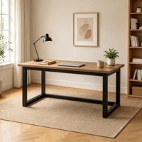 Fabricant professionnel de meubles en acier et en bois, grand bureau d'ordinateur pour entreprise, style moderne et simple, bureau pour ordinateur portable