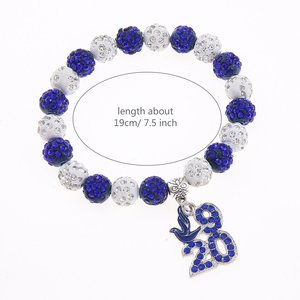 Hot bán sorority <span class=keywords><strong>Zeta</strong></span> <span class=keywords><strong>phi</strong></span> <span class=keywords><strong>Beta</strong></span> biểu tượng màu xanh và trắng đính cườm chim bồ câu 1920 Bling Mặt dây chuyền trang trí Hy Lạp zpb chị em vòng đeo tay - Product Image 2