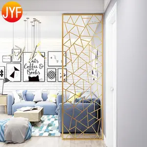 Y144 新款定制建筑金属筛网PVD镀金色镜子装饰不锈钢房间分隔线