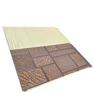 Beige Oak + coklat muda Roller pasir ubin pola mosaik merah PU panel dinding Sandwich tahan cuaca eksterior pelapis - Product Image 3