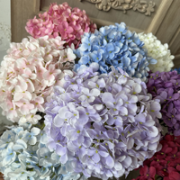Bouquet de 5 têtes d'hortensias français artificiels en plastique pour cérémonie de mariage, fleurs artificielles luxueuses faites à la main pour la Saint-Valentin et la remise des diplômes