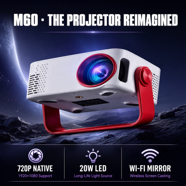 Mini LED Projector Wholesale 720P USB AV TYPE C Multi Color 1280 by 720 80 Lumens 20000 Hours for Bulk Distribution