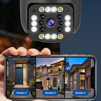 Caméra de sécurité WiFi mini 2MP 3MP à prix d'usine, trois écrans, vision nocturne, bidirectionnelle, étanche, anti-vandalisme, CCTV sans fil PTZ