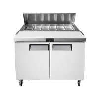 Table de préparation pour sandwichs/salades KLEADONE MSF8302GR 48 pouces à deux sections avec refroidissement direct et refroidissement par air, 2 portes, 12 bacs, 13,4 pi3 Pieds