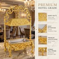 Ensemble de réchauds à buffet Huadison Gold, réchaud à buffet en acier inoxydable pour la restauration, réchaud à buffet de luxe avec couvercle suspendu