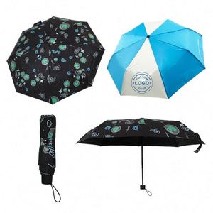 Parapluie pliant élégant et robuste avec nervures renforcées, protection UV supérieure, logo personnalisé, poignée ergonomique et design moderne à 3 sections - Product Image 1
