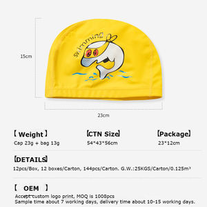 Niños logotipo personalizado lindo dibujos animados <span class=keywords><strong>piscina</strong></span> <span class=keywords><strong>gorro</strong></span> de natación niños y niñas tela colorida lindo niños gorros de natación - Product Image 4