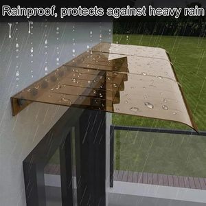 Auvent de protection contre la pluie <span class=keywords><strong>en</strong></span> <span class=keywords><strong>polycarbonate</strong></span> transparent haute résistance <span class=keywords><strong>pour</strong></span> toit courbé, porte, villa, balcon, jardin, terrasse, bâtiment - Garantie 10 ans - Product Image 6
