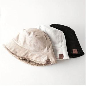 Sombrero de Pescador de Doble Cara con Forro de Gamuza para Mujer, Estilo Simple y Cálido para Primavera y Otoño - Product Image 1