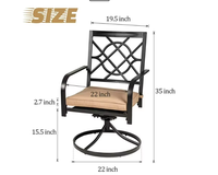 Ensemble de 2 chaises pivotantes contemporaines en acier pour patio, jardin, cour, avec coussin marron et rotation à 360°
