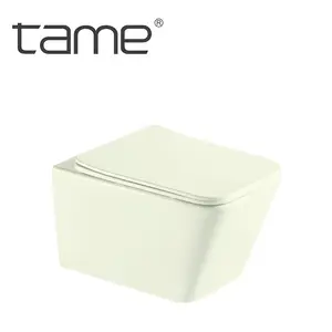 TAME TMYT3036-MMW Chinese Toilet Suppliers Matt Light Yellow Wall Mounted Toilet Bathroom Rimless Flush Wall Hung Toilet