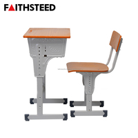 Ensemble robuste de bureau et chaise jaunes pour étudiants avec boîte à livres en métal et rangement frontal ouvert pour les salles de classe du primaire