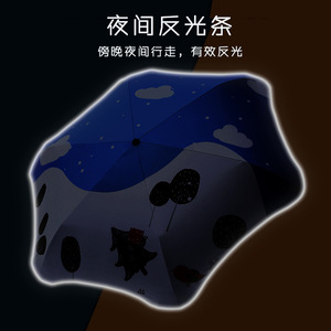 Fillet Safety Folding <b>Umbrella</b> 100cm 8 Ribs Alloy Frame Uv Resistant Cartoon Design For Travel Sunny And Rainy Use - Product Image 3