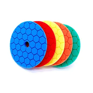5PCS 6Inch Imported Sponge Material Compound Waffle Foam Finishing Buffing Pad Kit for Heavy Cut Polish And Wax