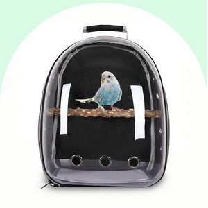 Portable Birdcage <b>Backpack</b> With Perch For Parrot And <b>Small</b> Birds Travel Carrier Transparent Plastic Design - Product Image 1