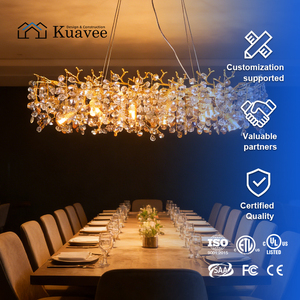 Luminaires décoratifs de plafond pour le projet d'appartement Kuavee Villa, magnifiques luminaires en cristal en forme de branche, en aluminium, à LED - Product Image 1