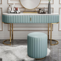 Commode moderne et populaire avec miroir Ensemble de meubles de chambre à coucher pour filles Commode de luxe en acier inoxydable doré