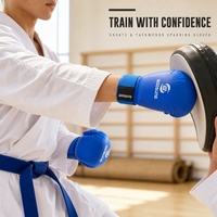 Gants de karaté professionnels Woosung, protège-mains bleus et rouges, pour entraînement et sparring, adultes et jeunes.