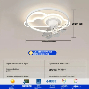 Lámpara <span class=keywords><strong>de</strong></span> Techo Moderna con Ventilador LED, Control Remoto, Regulable, Protección Ocular, Alto CRI 97, Motor <span class=keywords><strong>de</strong></span> CA <span class=keywords><strong>de</strong></span> 6 Velocidades, Funcionamiento Silencioso - Product Image 5